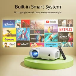 Yoton Y9 Beamer 4K - Native 1080P - 400 ANSI Lumen - Ingebouwde Netflix/Prime Video/YouTube - 5G Wifi en Bluetooth - Mini Beamer met Draagtas - Wit — thumbnail 4