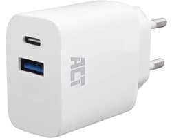 ACT USB-C & USB-A lader 20W met Power Delivery PPS, Quick Charge, GaNFast AC2122