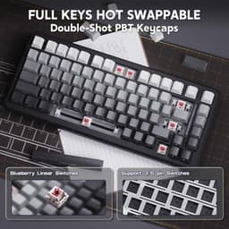 ATTACK SHARK M86PRO - Draadloze Mechanisch Gaming Toetsenbord - RGB Light Strip - Side Printed PBT Keycaps - Gasket Mod - Wired/2.4G/Bluetooth Tri-Mode - 83keys - Moonlit Night — thumbnail 4