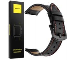 Spacecase Horlogeband 22 Mm Elegance Zwart Leer Voor Smartwatch