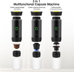 Draagbare reis espressomachine - 12V oplaadbare espressomachinemet voor kamperen en auto - Amerikaanse Italiaanse geconcentreerde elektrische kleine draadloze verwarming - Grijs — thumbnail 3