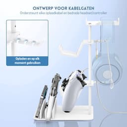 StayPowered Headset Stand & Controller Houder - Compact en Stijlvol voor Georganiseerde Gaming Setup - Stevige Aluminium Staaf - Metalen Basis voor Stabiliteit - Antislip Siliconen Voet - Wit - Levering Sneller dan Aangegeven! — thumbnail 3