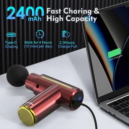 Trendique - Massage-gun - Massageapparaat - Draagbaar - Mini - 4 verschillende massagekoppen - 10 snelheden - Oplaadbaar - Voor het hele lichaam - 17,3 x 13,9 cm — thumbnail 3