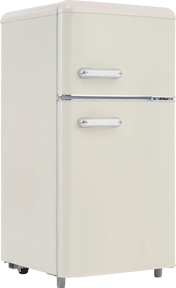 Merax Retro Mini Koelkast 72L – Koel-vriescombinatie met 21L Vriesvak – 91 cm Hoog – LED-Verlichting & Instelbare Temperatuur – Energieklasse E – Wit — afbeelding 1