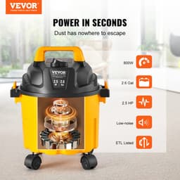 VEVOR Nat- en Droogzuiger Industriële Stofzuiger 10L 2,5PK met Gele Sproeiers — thumbnail 5