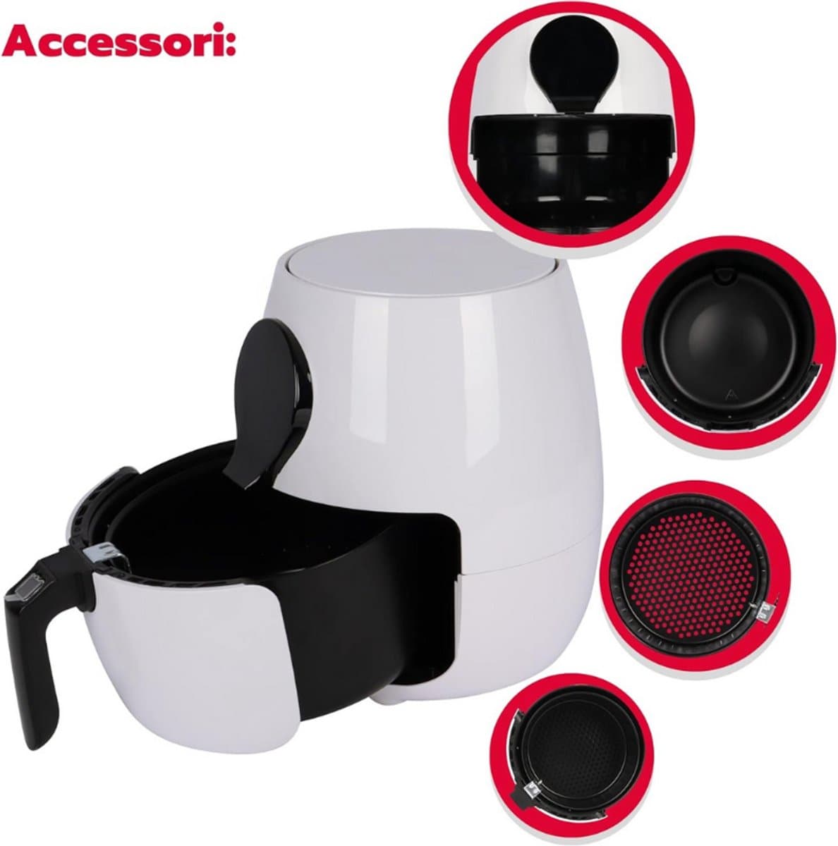 Frigisaba MAXI Rapid Air Fryer 5L Heteluchtfriteuse 1450W Touch Bedieningspaneel 7 Programma's 60 min Timer Wit/Zwart — afbeelding 1