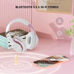 StayPowered Sound Hoofdtelefoon - Puur Geluid, Eindeloos Comfort - 6 EQ-Modi - 65 Uur Speeltijd - Bluetooth 5.3 - Ingebouwde HD-Microfoon - Dual-Modus - Superlicht & Verstelbaar - Wit - Levering Sneller dan Aangegeven! — thumbnail 3