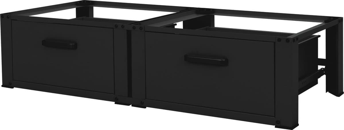 Wasmachine verhoger, Wasmachine Onderstel Dubbele 64x53,5x31,5 cm met lade in zwart ML design — afbeelding 1