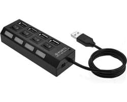 CHPN - Hubje - USB-Hub 4-in-1 - 5GB/s - Universeel - Met LED verlichting - USB hub - Extra USB aansluitingen - Computer accessoire - Laptop accessoire