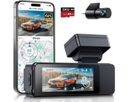 Dashcam Auto - Dubbele Camera - Veilig Rijden - 4K Resolutie Touchscreen - 64 GB - Zwart