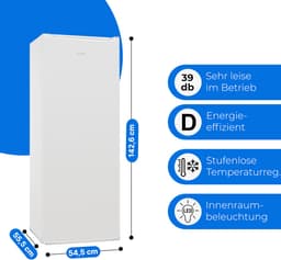 Bomann VS 7363 – Kastmodel Koelkast zonder vriesvak – 143 cm hoog - 242 Liter – Energieklasse D – Stil (39dB) - Wit — thumbnail 3