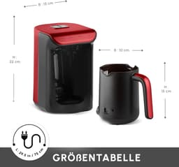 Koffiezetapparaat - Turkse Koffie - Authentiek Koffie - Automatische Temperatuur - 5 Koppen - Rood — thumbnail 5
