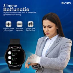 Evy24 Smartwatch Pro 42mm - Smartwatch Dames - Horloge met Belfunctie - Sporthorloge Dames - AMOLED - Bloeddrukmeter - Stappenteller - Android en iOS - Zwart — thumbnail 7