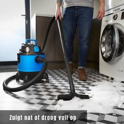 TIM® Bouwstofzuiger Zonder Zak - Alleszuiger Met Accessoires - Waterzuiger Met 20 Liter Reservoir - Stofzuiger - Met Waterfilter En Blaasfunctie – 1250W - Voor Binnen en Buitenreiniging - Blauw - 33cm x 34cm x 45cm — thumbnail 4