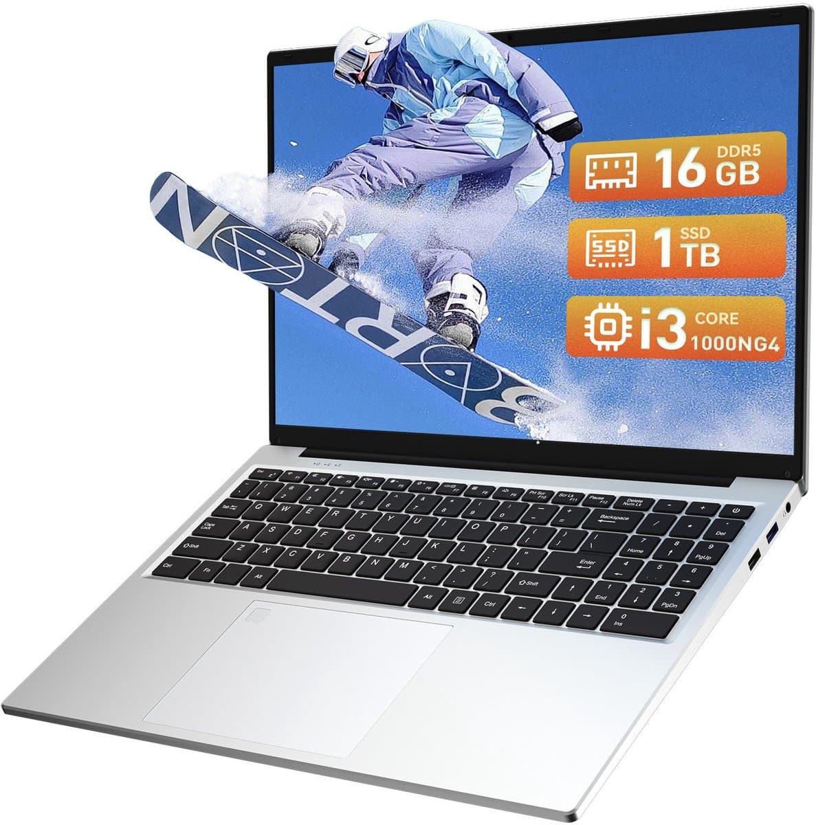 Auusda T161N - 16 inch roze laptop - i3 processor, 16GB RAM, 1TB SSD - 1920x1200 Full HD scherm - Backlit toetsenbord - Vingerafdruksensor - WIFI6 — afbeelding 1