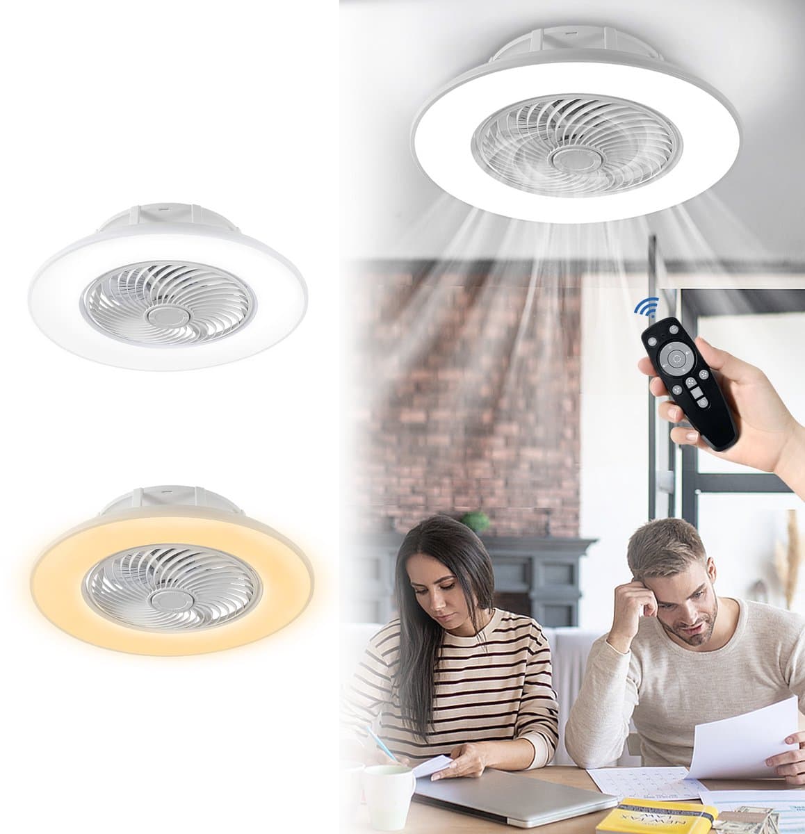NAIZY 90W Moderne LED Plafondventilator, Dimbaar En Stil, Met Verlichting & Afstandsbediening, Geschikt Voor Woonkamer, Slaapkamer & Eetkamer — afbeelding 1
