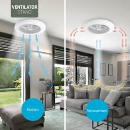 Varin® Plafondventilator met verlichting - Transparant - Tuya Wifi - LED RGBW - Ø 50cm - Super stil - Afstandsbediening smart lamp - Plafondlamp slaapkamer - Plafonniere woonkamer - Plafondlampen - Plafond lamp - Verlichting kinderkamer - Ventilator — thumbnail 3