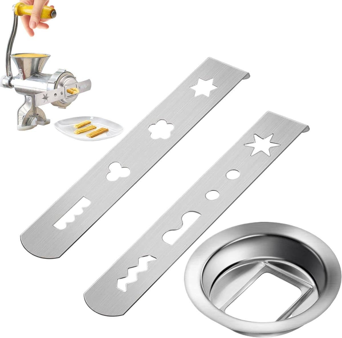 VCSJW 2-delige Spuitmond Set voor Keukenmachine - RVS Pastry Accessoires met 8 Mallen — afbeelding 1
