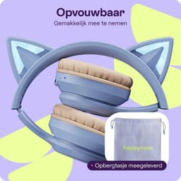 HappyCase Kinder Koptelefoon met Kattenoortjes - veilige volumebregrenzer - Bluetooth Koptelefoon Voor Kinderen - Ledverlichting - Over-Ear Hoofdtelefoon - Geluiddempend - Paars — thumbnail 5