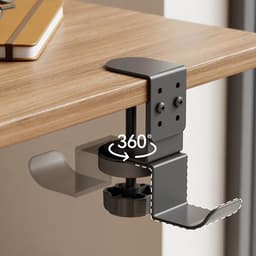 Hoofdtelefoon Haak - Hanger Houder - Bureau Organisatie - 360 Graden Draaibaar - Max 6.8cm Klem - Zwart — thumbnail 2