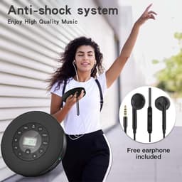 KZQ Draagbare Bluetooth-cd-speler - Ingebouwde stereoluidsprekers - Oplaadbare cd-speler - Ondersteunt MP3- en USB-weergave - Schokbestendig ontwerp - Zwarte afwerking - Draadloze connectiviteit - Ideaal voor persoonlijk gebruik en buitenactiviteiten — thumbnail 3