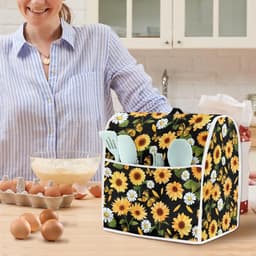 Mixer Cover - Keukenmachinehoes - Keuken Decoratie - Met Handvat en Zakken - 38x27x37 cm - Zonnebloem Daisy Vlinder — thumbnail 2