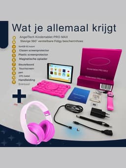 RONN® Kindertablet Deplay - Kinder Tablet Deplay - Kindertablet Deplay Pro - Roze - 23cm x 13cm x 1cm — thumbnail 3