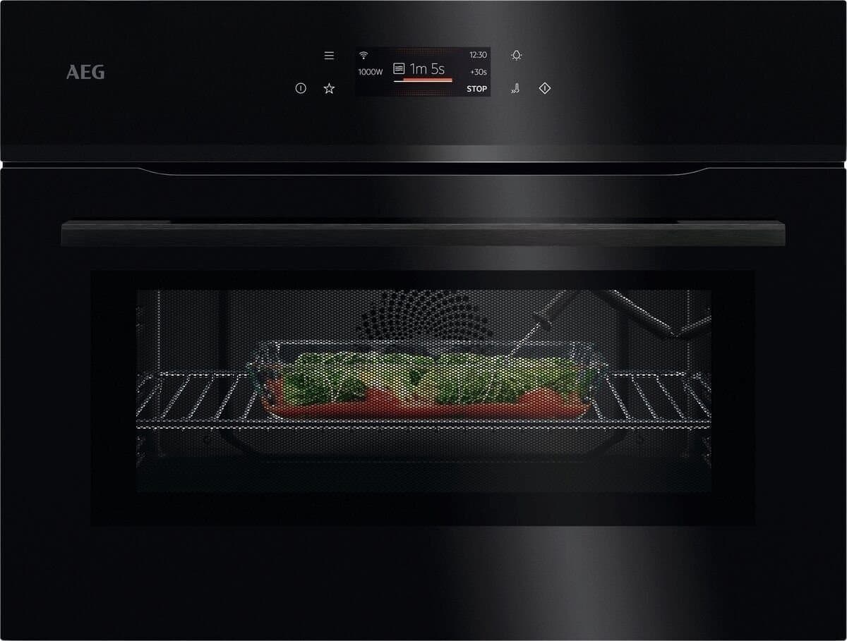 AEG NKK8N621B Compacte Combi Oven met Magnetron 45 cm – TFT Touchscreen – Kerntemperatuursensor – WiFi – Zwart — afbeelding 1