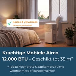 Evolar Mobiele Airco - 12000 BTU - Koelen & Verwarmen - WiFi - App & Afstandsbediening - Airconditioner - met Afvoerslang - Slaapkamer, Woonkamer, Kantoor - EVO-012CHW — thumbnail 3