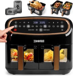Heteluchtfriteuse Set - Airfryer Lades - Gezond Koken - Sync Cook Sync Finish - 10 Liter Capaciteit - Zwart Goud — thumbnail 1