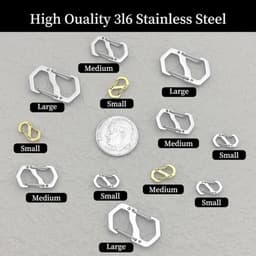 Set van 12 zilverkleurige kettingsluitingen van roestvrij staal met mini-karabijnhaken, ideaal voor het eenvoudig bevestigen van armbanden en sieraden — thumbnail 4