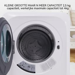 Mini Wasdroger 4kg - Compacte Droogkast - Afvoerdroger - Kleine Droger - Wandmontage - 850W - RVS Trommel - UV Desinfectie - Appartement - 6 Programma's — thumbnail 4