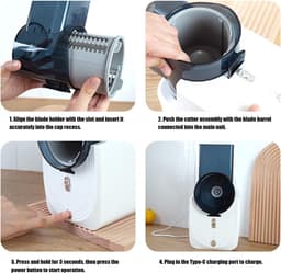 Elektrische Kaasrasp - Groentesnijder Rasp - Keukenbereidingen Versnellen - 3-in-1 Functionaliteit - 14x16x29cm - Wit — thumbnail 5