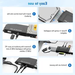 Hard Drive Adapter 6Gbps USB 3.1 naar IDE/SATA voor 2.5/3.5 inch HDD - Converter met 12V/2A Voeding en SATA Kabel voor Windows 11/10/8/7/XP/Vista — thumbnail 4