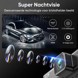 Dashcam Voor Auto - Ultra 4K- Voor en Achter Camera - Wifi & GPS - 10 Inch met App - ADAS - Dashcams - Nachtzicht - - Sony Sensor - Met Parkeerbewaking - Incl. 128GB SD-Kaart — thumbnail 5