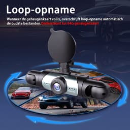 Dashcam Auto - 4 Lenzen (Voor, Achter, Links, Rechts) - 1080P Full HD - WiFi & GPS - Dashcams - Nachtzicht - G-Sensor - Parkeerbewaking - 3,16 Inch met App - Incl. 64GB SD-Kaart — thumbnail 2