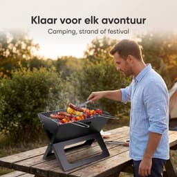 Lomera Opvouwbare Barbecue - Draagbare Houtskool BBQ - Camping Barbecue - Houtskool Grill - Inklapbaar - Picknick Barbecue - Strand Barbecue - Festival BBQ - Tafelbarbecue - Meeneem Barbecue - Houtskoolbarbecue - Park Barbecue — thumbnail 4