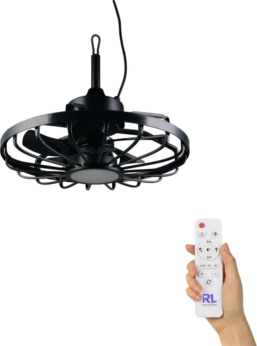 Fantiluxe - Saga - Plafondventilator met verlichting - Zwart - Ø51cm - Afstandsbediening - Met lamp - Plafond ventilator - Slaapkamer — afbeelding 1