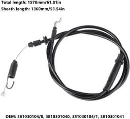 Dailygoods- Koppelingskabel 1570mm - Compatibel met ATCO Quattro 19S/19SE - Soepele bediening - Betrouwbare materialen - Onderdeelnummer 381030104/0 - Grasmaaierkabel — thumbnail 4