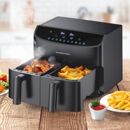 Heteluchtfriteuse Dubbele Kamer - Airfryer Twee Zones - Vetarm Koken - Synchro Kookzones - 7 Liter Totaal - Zwart — thumbnail 3