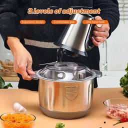 Elektrische Hakmolen - Keukenmachine Mini - Snel Ingrediënten Maken - 3 Snelheden Instelbaar - 5 Liter Kom - Zilver — thumbnail 5