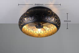 Fantiluxe - Kasper - Plafondventilator met verlichting - Zwart Goud - Ø50cm - Afstandsbediening - Met lamp - Plafond ventilator - Slaapkamer — thumbnail 3