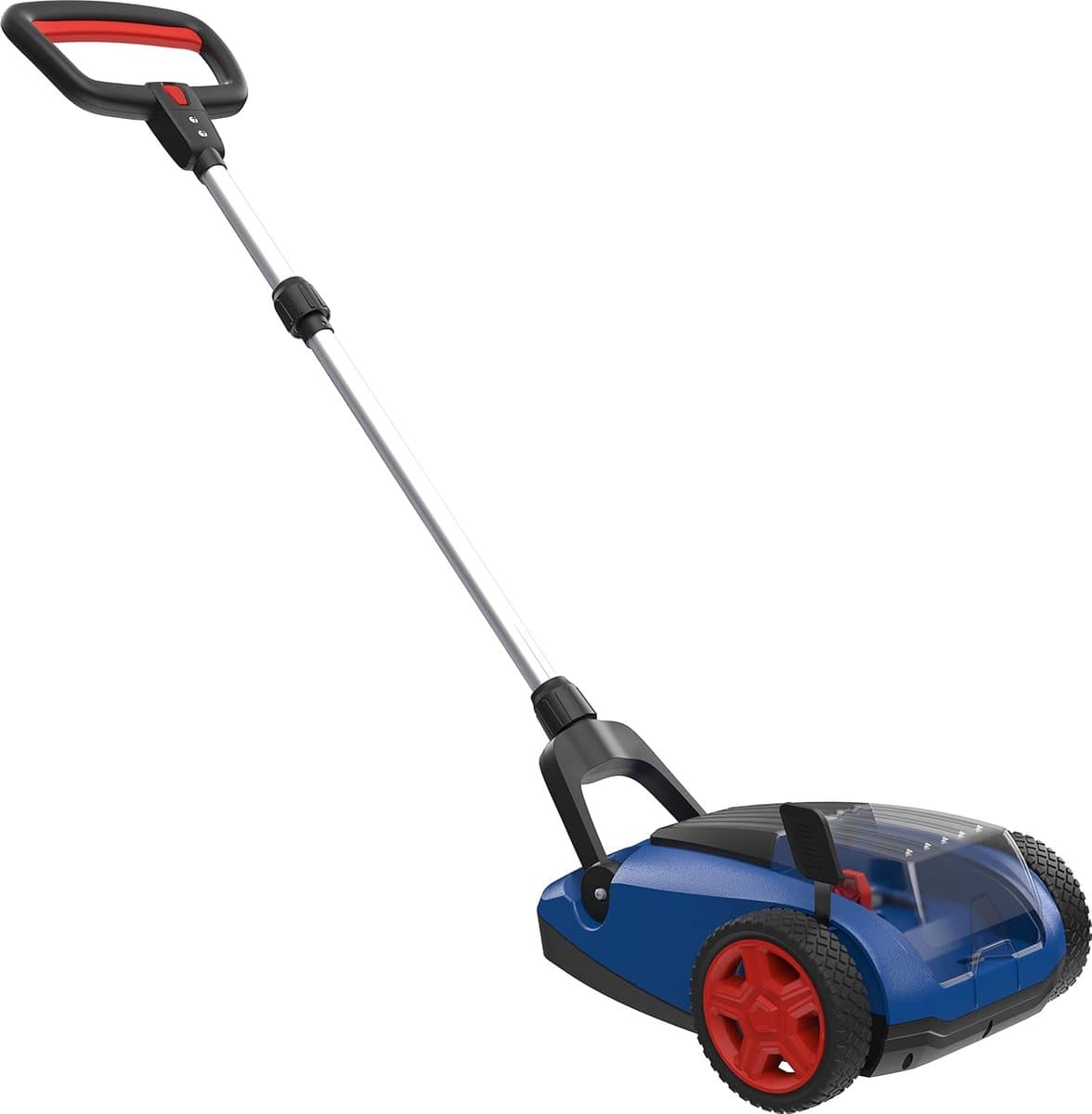 Accu Grasmaaier - Handmaaier - Kleine gazons onderhouden - Borstelloze motor - 21 cm snijbreedte - Blauw zwart rood — afbeelding 1