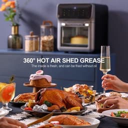 Kleine Friteuse - Olievrije Frituurpan - Gezond Koken - 360 Graden Hetelucht - 10 Liter Capaciteit - Zwart — thumbnail 2