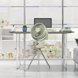 KZQ USB-Bureauventilator met 1200mAh Accu – 3 Standen, Stil (<25dB), 140° Kantelbaar, 120° Oscillerend, Incl. Standaard – Groen — thumbnail 4
