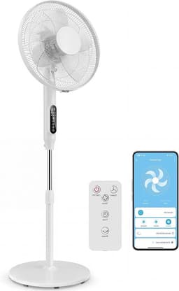 Staande ventilator - Vloer ventilator - Ruimte verkoelen - Met afstandsbediening - 138 cm hoog - Wit — thumbnail 1