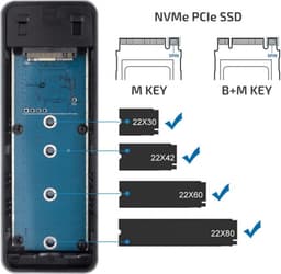 Externe SSD - Opslagstation M.2 - Snelle Data Transfer - Aluminium Behuizing - 2TB - Grijs — thumbnail 3