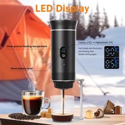 Koffiemachines - Koffiezetapparaat - Draagbare elektrische espressomachine - 3-in-1 draagbaar koffiezetapparaat met zelfverwarmende functie - USB-C-oplaadpoort - Voor camper - Kamperen - wandelen en kantoor - Zwart — thumbnail 3