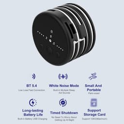 Slaapluidspreker met botgeleiding, draagbare draadloze muziekbox met witte ruis en timer, 8 uur afspeeltijd, Bluetooth 5.4, geschikt voor ontspanning tijdens het slapen met een kussen (zwart). — thumbnail 2