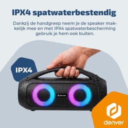 Denver Bluetooth Speaker Draadloos - Lichteffecten - Muziek box - AUX - TWS Pairing - BTG618 — thumbnail 3
